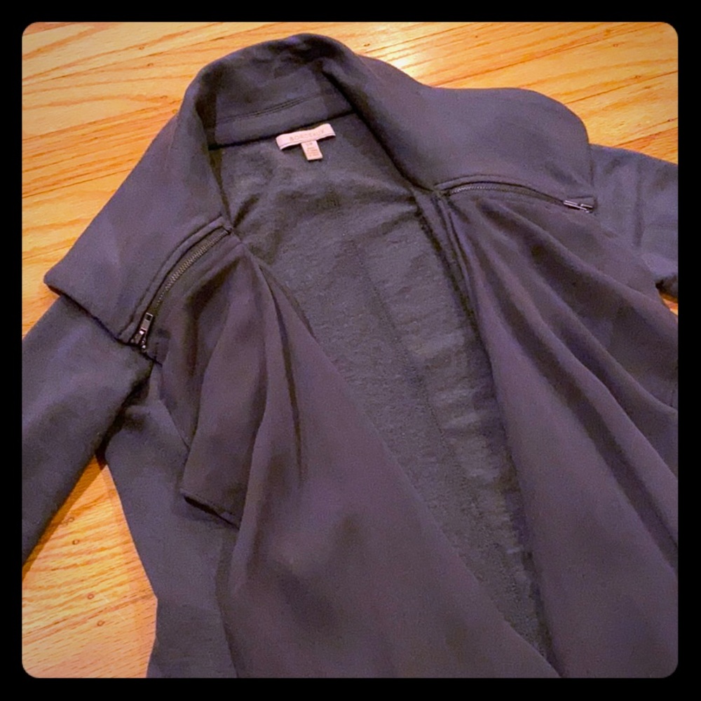 Anthropologie Bordeaux zip collar drape cardigan